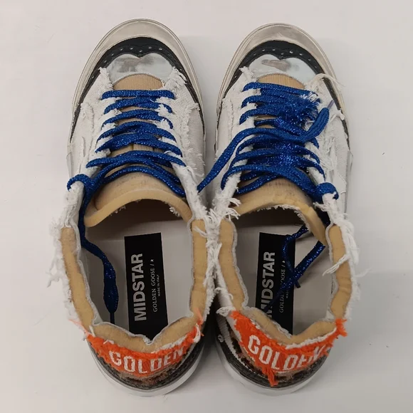 Golden Goose Men's Mid Star White Canvas Sneakers - EU44/US11